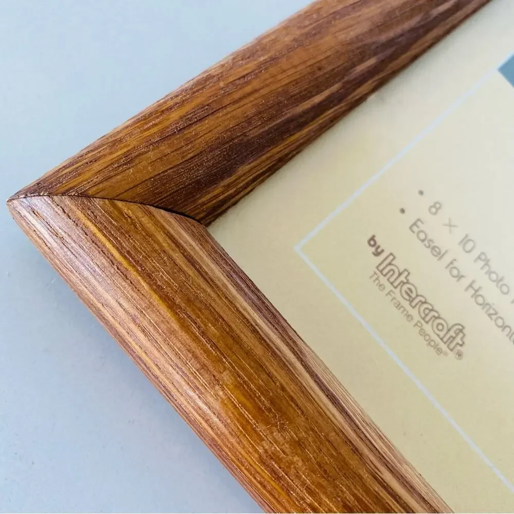VINTAGE Brown Tan Solid Oak Wood Photo Picture Frame Y2K 90s 80s Rustic Fall
